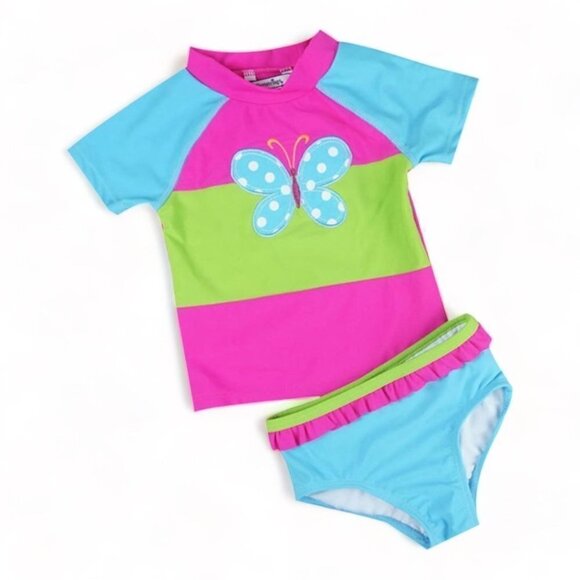 Baby Girl Swimsuit Set Two Pieces Swimwear with Rash Guard - 12M - Picture 4 of 4
